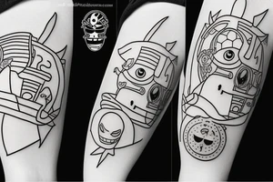 One Piece themed tattoo, anime simple, lineart, minimal and small tattoo idea