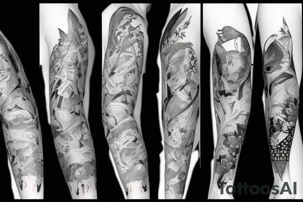 Rękaw motyw lasu tattoo idea