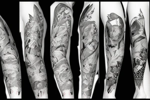 Rękaw motyw lasu tattoo idea