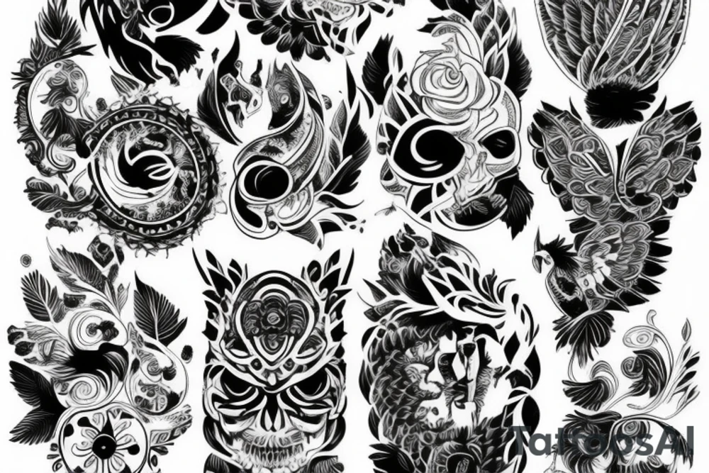 Rękaw motyw lasu tattoo idea