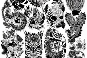 Rękaw motyw lasu tattoo idea