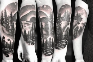 Wolf in the mountains and the northern lights tattoo idea