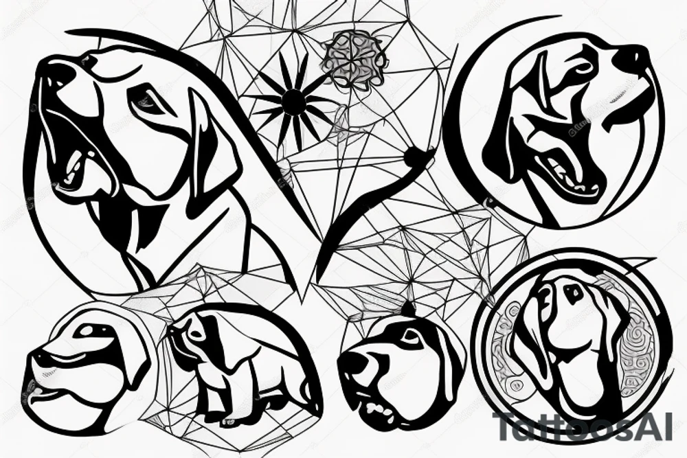 Labrador retriever howling at moon tattoo idea