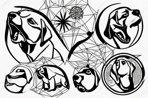 Labrador retriever howling at moon tattoo idea