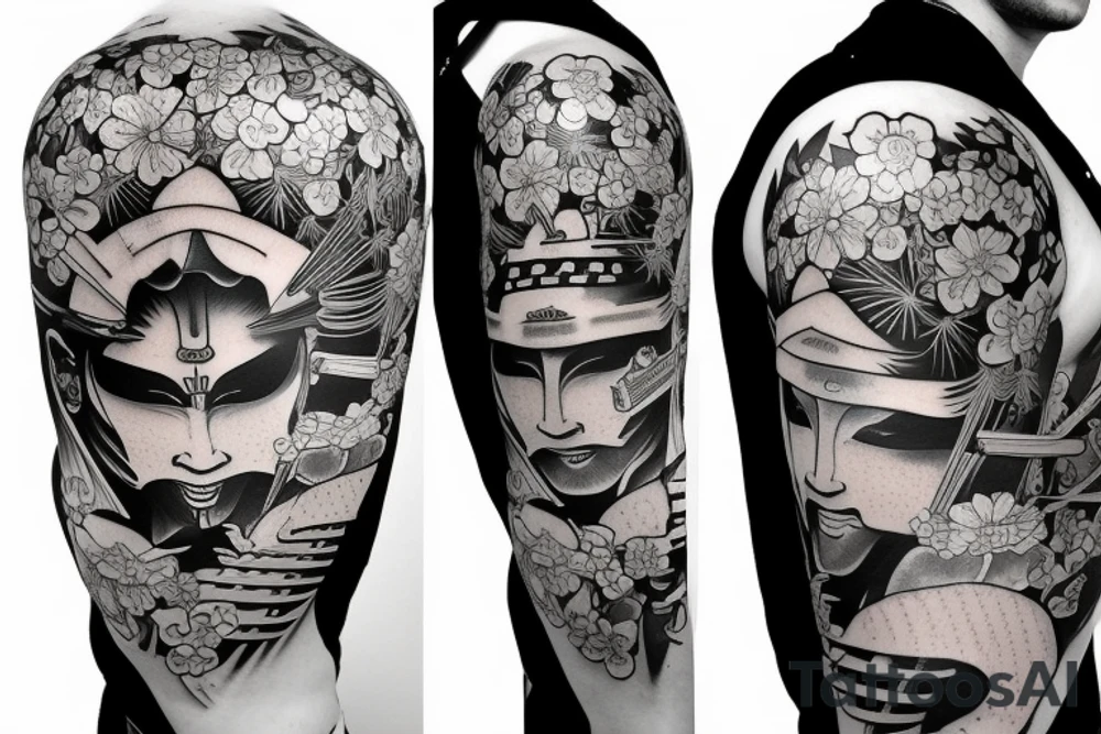 Samurai in a garden tattoo idea