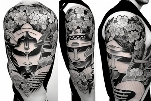 Samurai in a garden tattoo idea