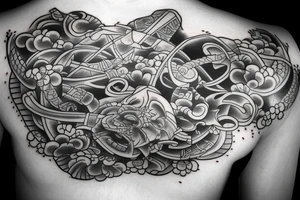 Samurai in a garden tattoo idea