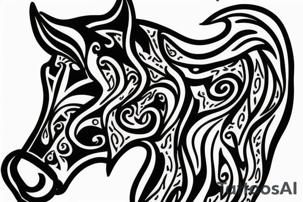 Horse with fire tattoo idea