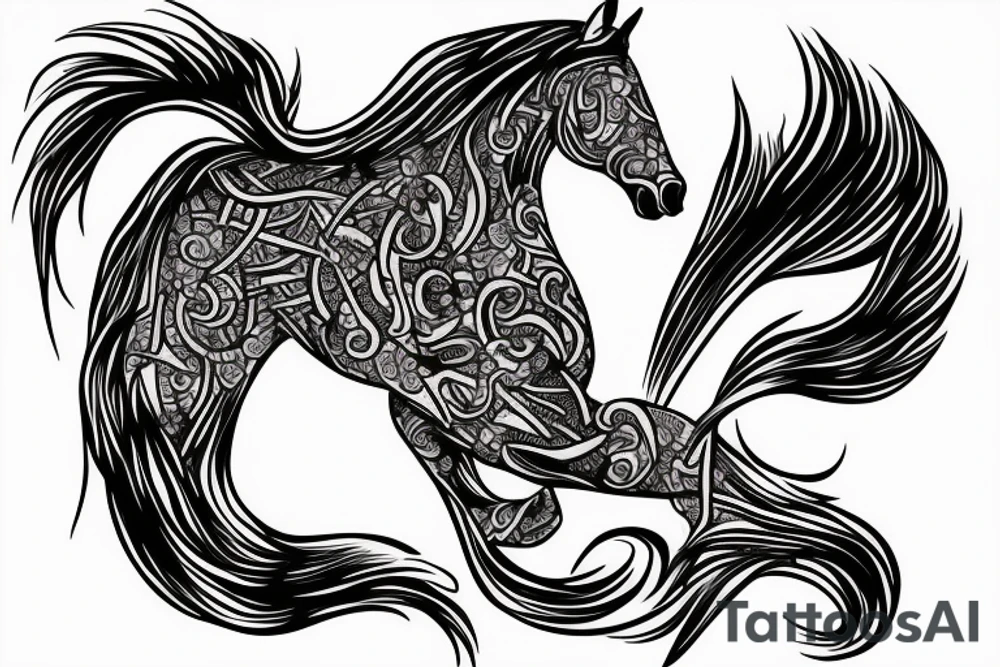 Horse with fire tattoo idea