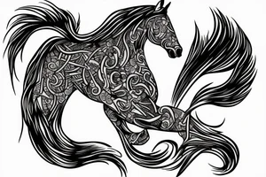 Horse with fire tattoo idea