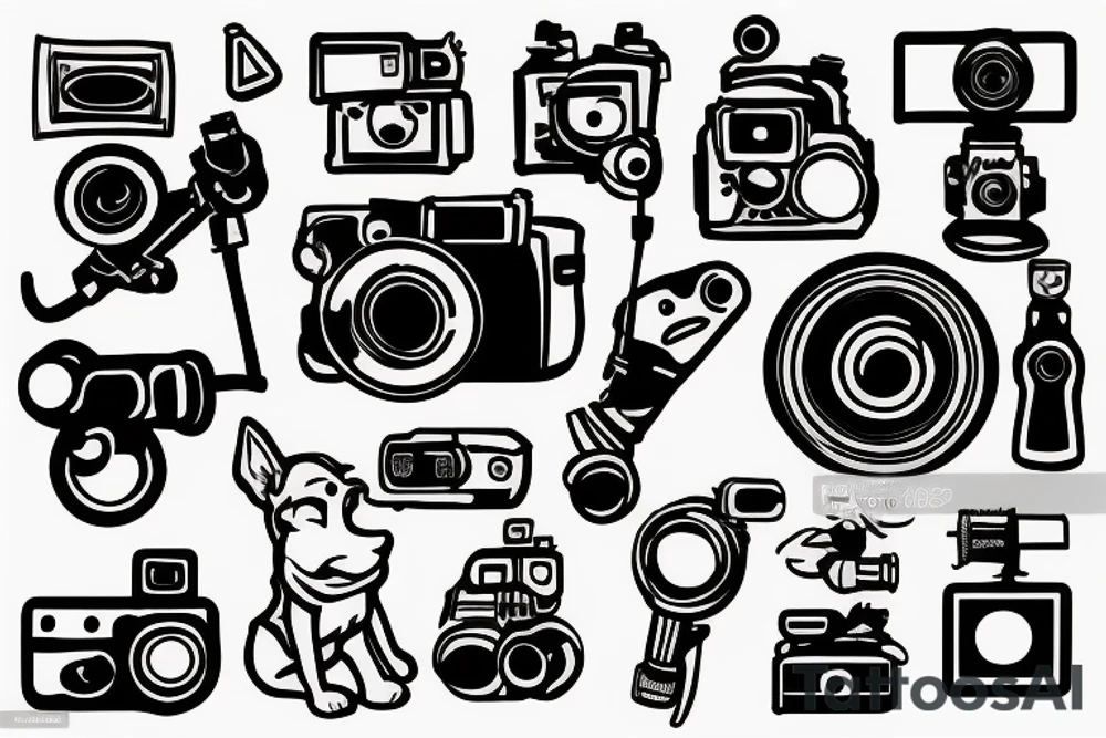 Dog with a video camera tattoo idea