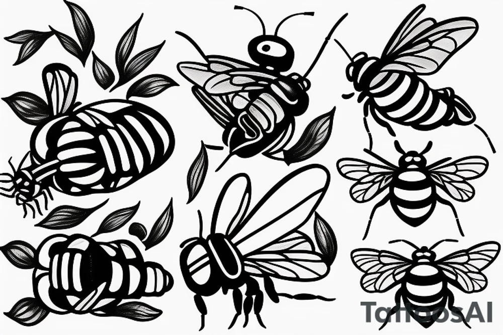 Flower bee firefly tattoo idea
