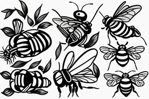 Flower bee firefly tattoo idea