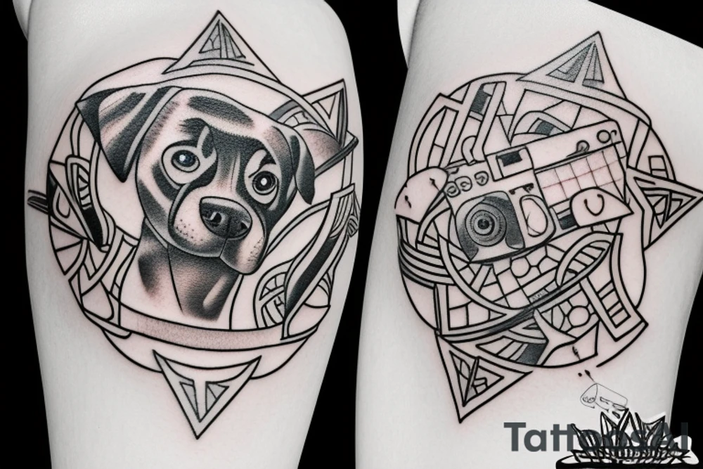 Dog with a video camera tattoo idea