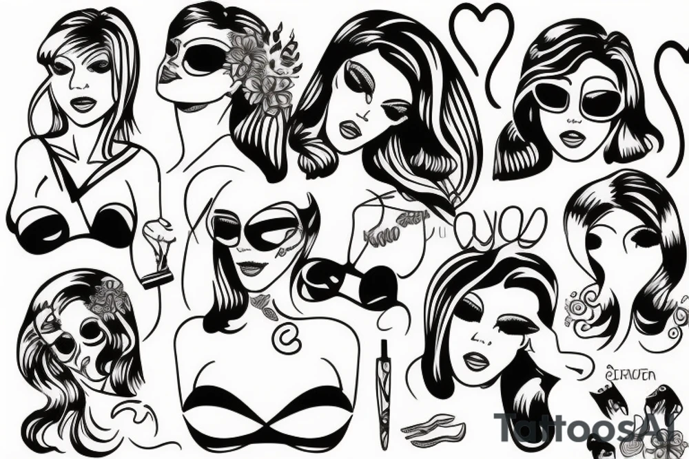 Girls in bikini tattoo idea