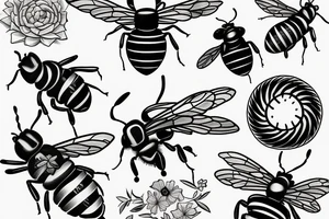 Flower bee firefly tattoo idea