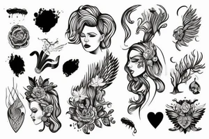 Czarna postać ze skrzydłami mroku tattoo idea