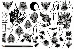 Czarna postać ze skrzydłami mroku tattoo idea