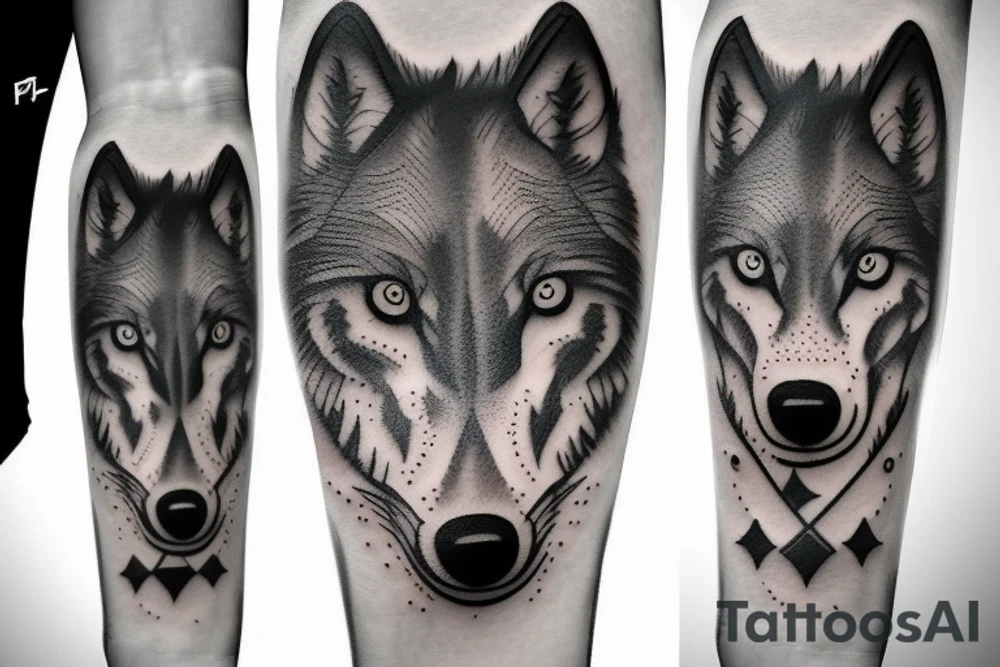 Wolf nad forest tattoo idea