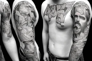 Two arm And chest slave, Change from very nice guy to big boss And war betwean two type of personality in mind tattoo idea