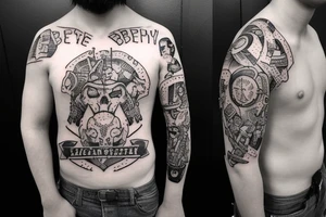 Two arm And chest slave, Change from very nice guy to big boss And war betwean two type of personality in mind tattoo idea