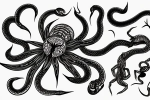 Sun moon spider snake tattoo idea