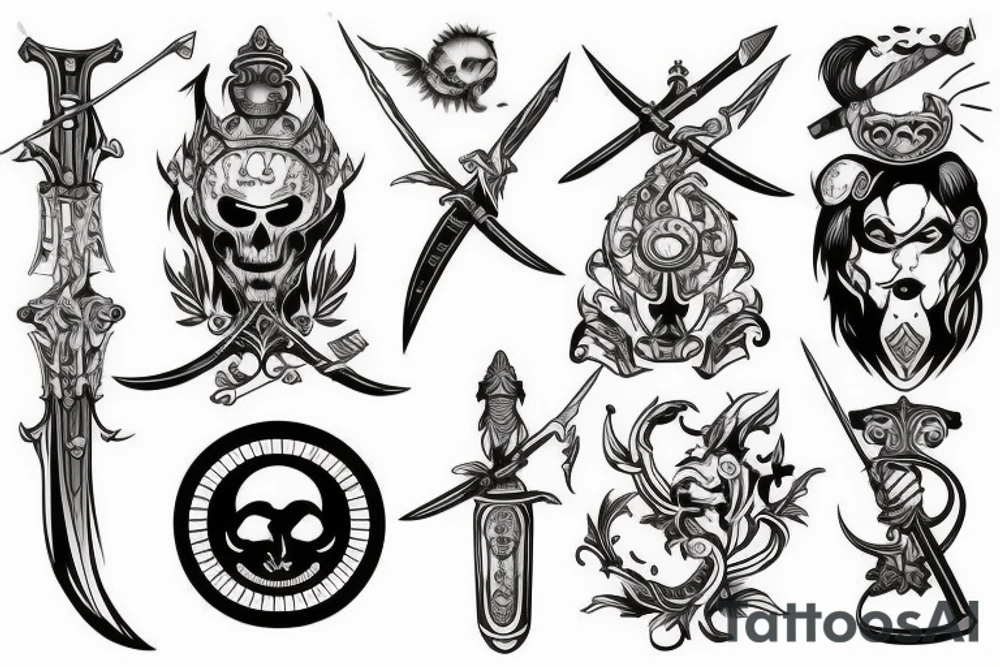 Beer with sun and sword tattoo idea