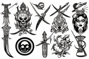 Beer with sun and sword tattoo idea