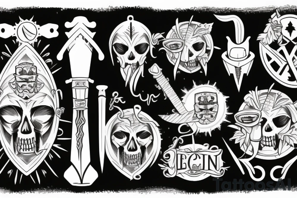 Beer with sun and sword tattoo idea