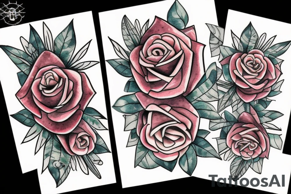 Arrow shield rose eye tattoo idea