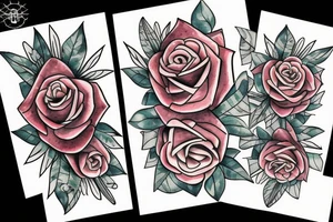 Arrow shield rose eye tattoo idea