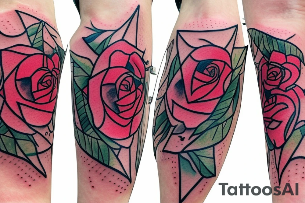 Arrow shield rose eye tattoo idea