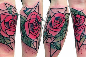 Arrow shield rose eye tattoo idea