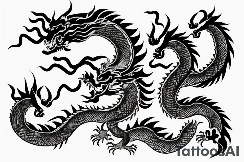 chinese dragon with background tattoo idea