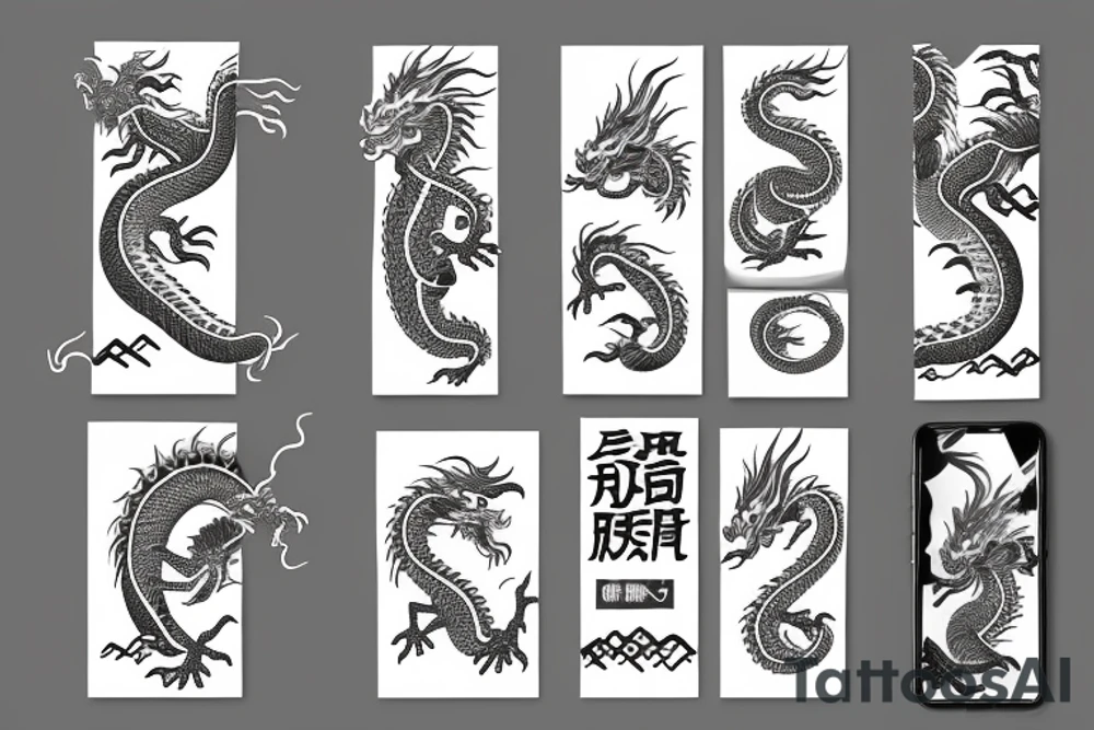chinese dragon with background tattoo idea