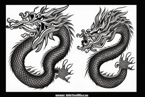 chinese dragon behind which are mountains tattoo idea