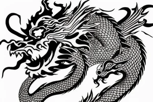 chinese dragon behind which are mountains tattoo idea