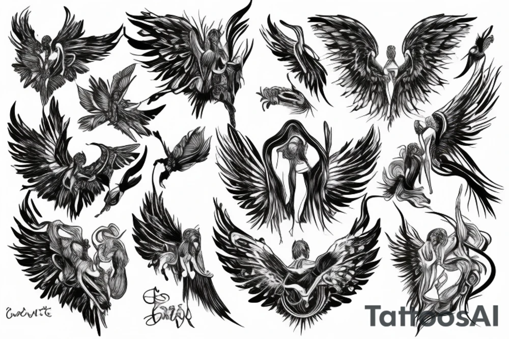 Angel on the back tattoo idea