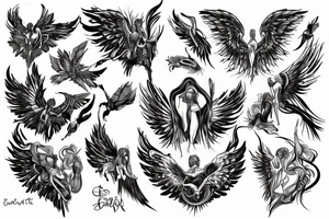 Angel on the back tattoo idea