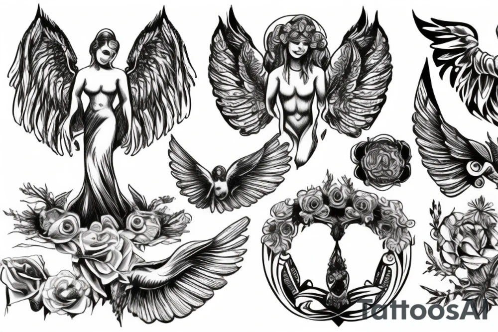 Angel on the back tattoo idea