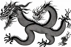 chinese dragon behind which are mountains tattoo idea