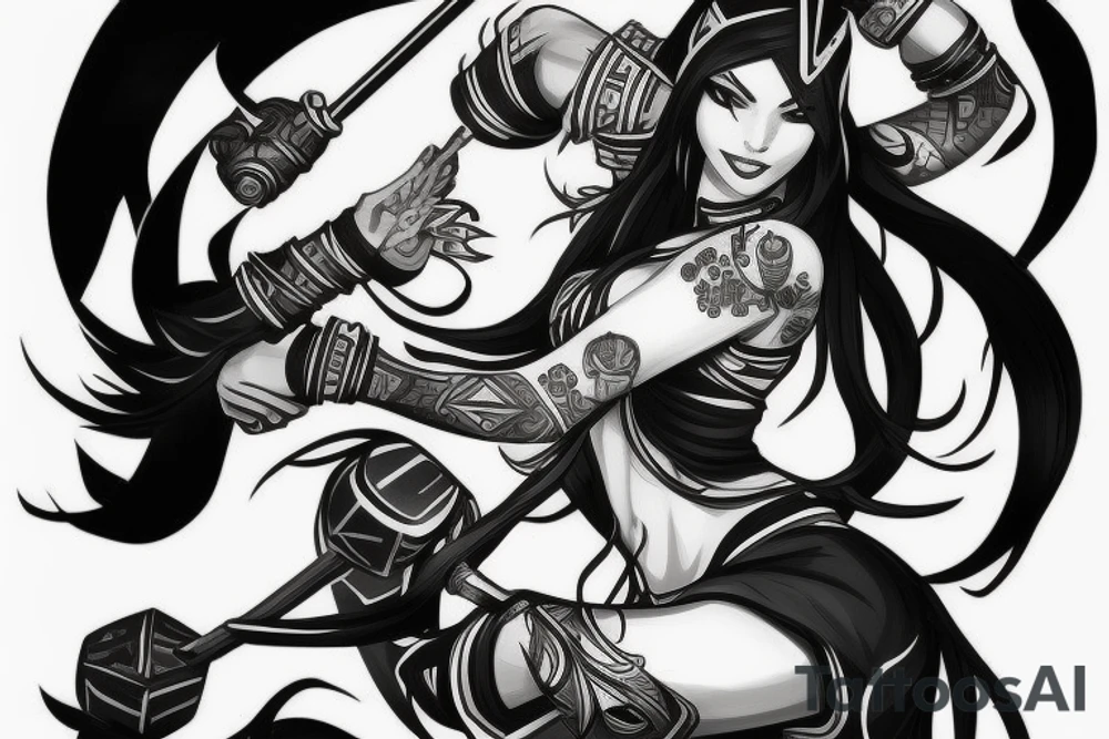 Akali from league od legends tattoo idea