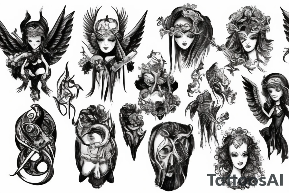 Angels and devils before battle tattoo idea