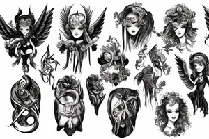 Angels and devils before battle tattoo idea