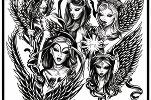 Angels and devils before battle tattoo idea