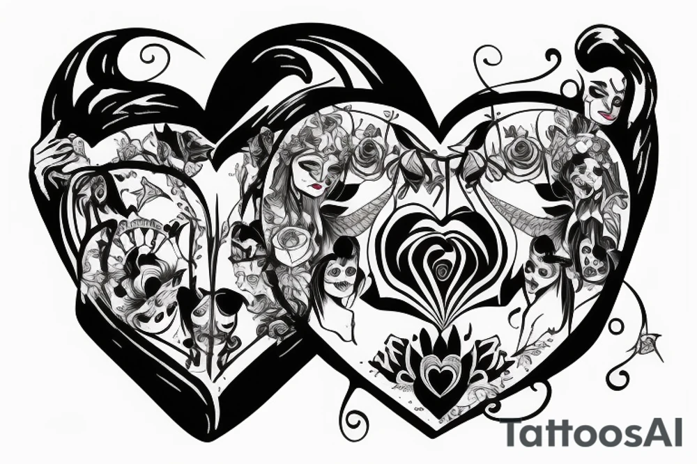 Nun with heart on face tattoo idea