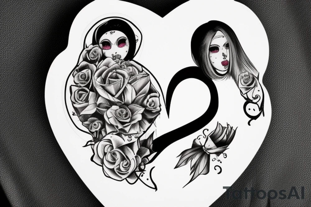 Nun with heart on face tattoo idea