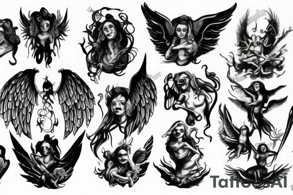 Angels and devils before battle tattoo idea