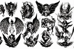 Angels and devils before battle tattoo idea