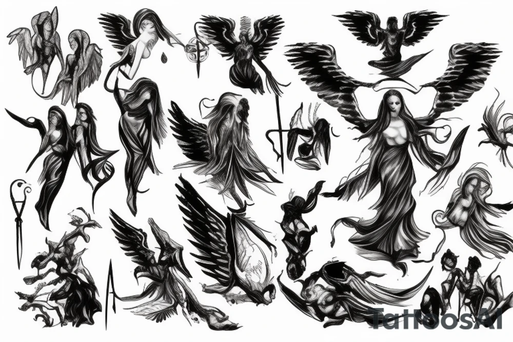 Angels and devils before battle tattoo idea